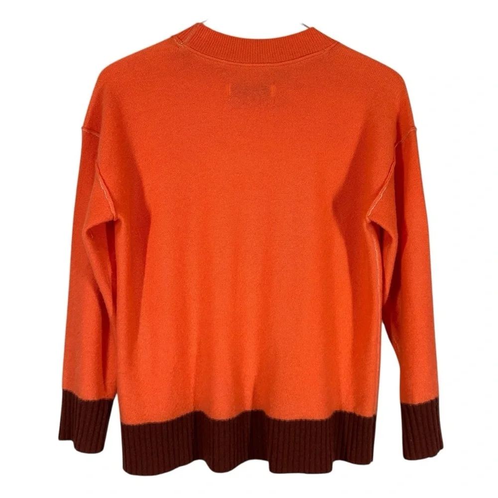 PILCRO from Anthropologie Women's XS Crewneck Sweater Orange Color Block